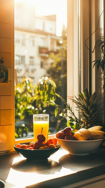 Free Sunny Breakfast Setup Image - Sunlight, Breakfast, Fruits ...