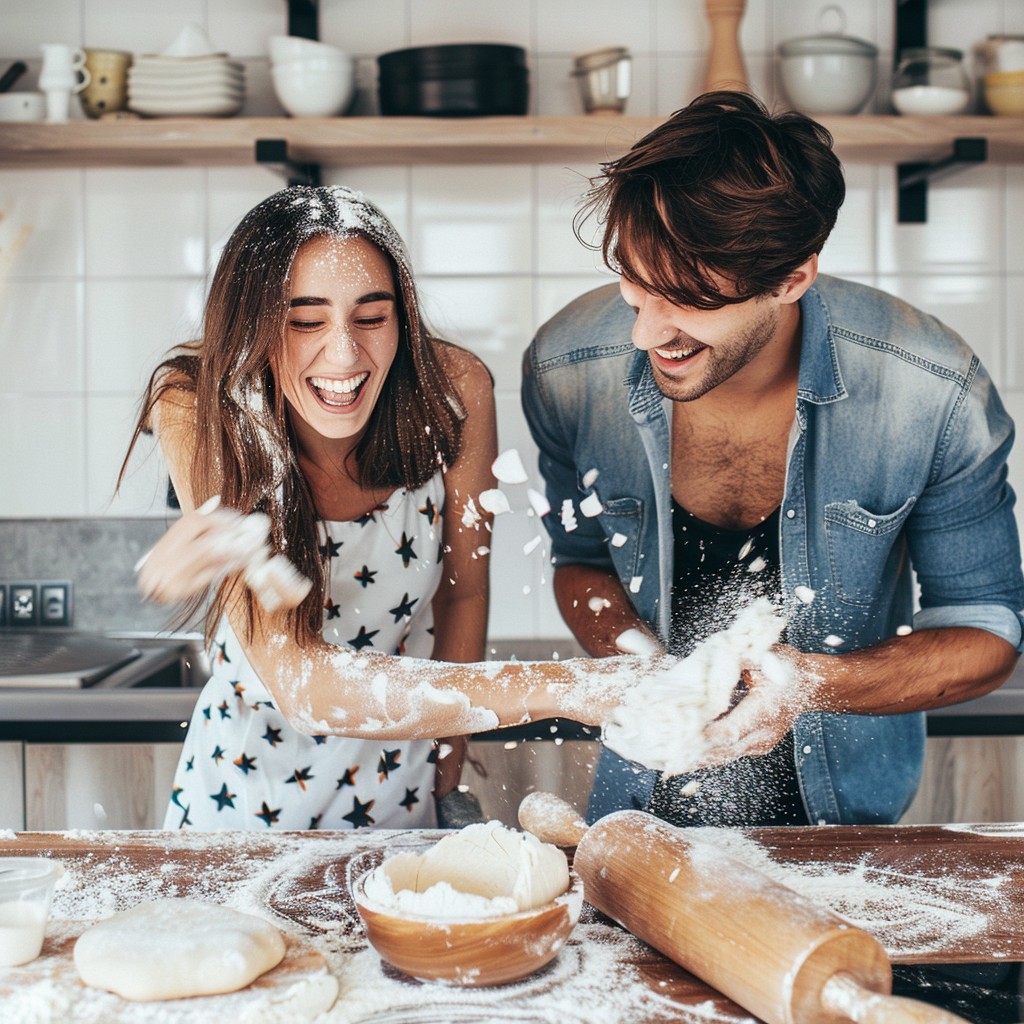 Free Joyful Baking Fun Image - Couple, Baking, Kitchen | Download at ...