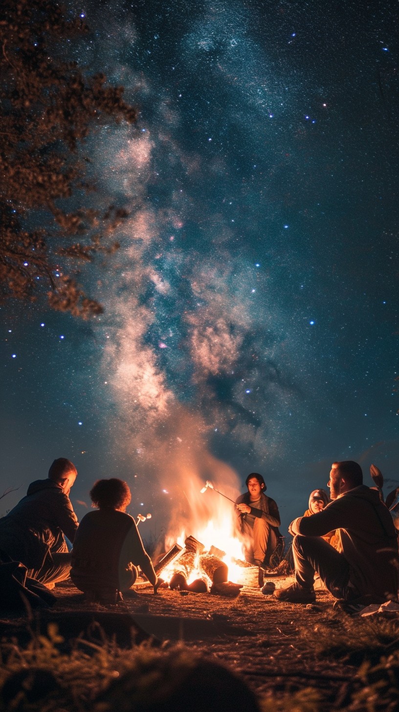 Free Starry Campfire Gathering Photo - Campfire, Stargazing, Friends ...