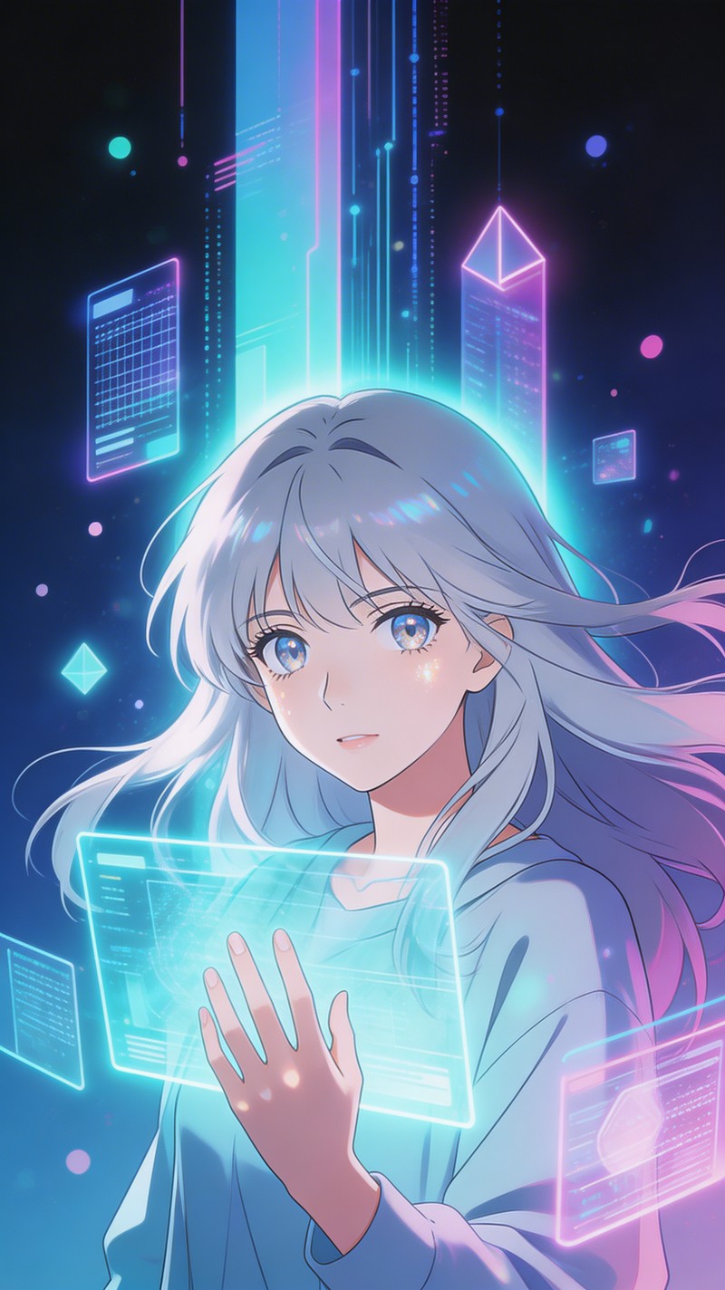 Free Futuristic Technology Girl Image - Anime, Futuristic, Holographic ...