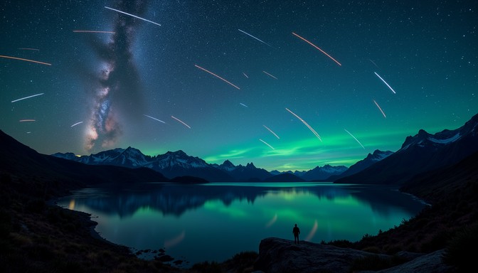 Free Cosmic Lake Reflections Image - Meteors, Galaxy, Aurora | Download ...