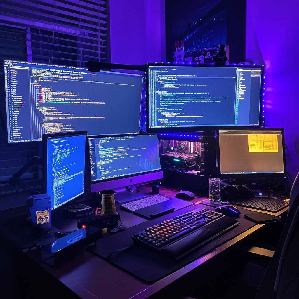 Free Tech Workspace Glow Image - Technology, Workspace, Coding ...