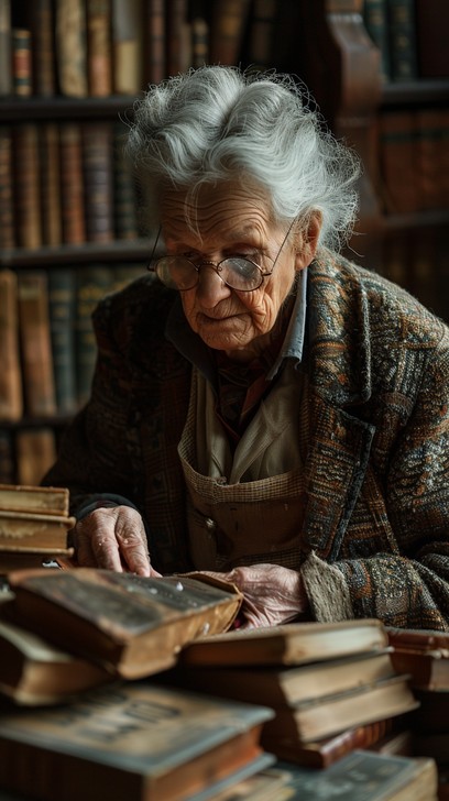 Free Elderly Bibliophile Enthralled Image - Elderly, Library, Reading ...