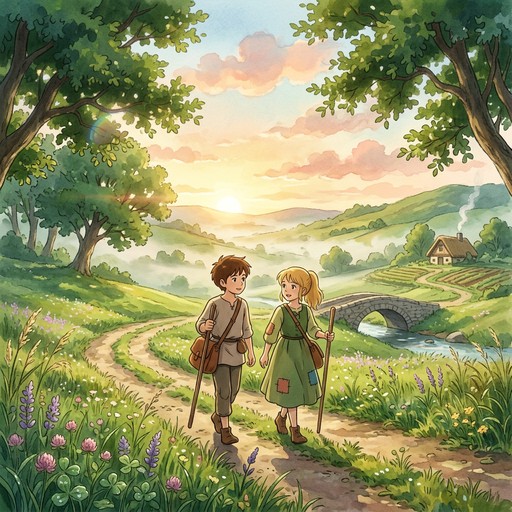 Free Morning Journey Begins Image - Anime, Illustration, Pastoral ...