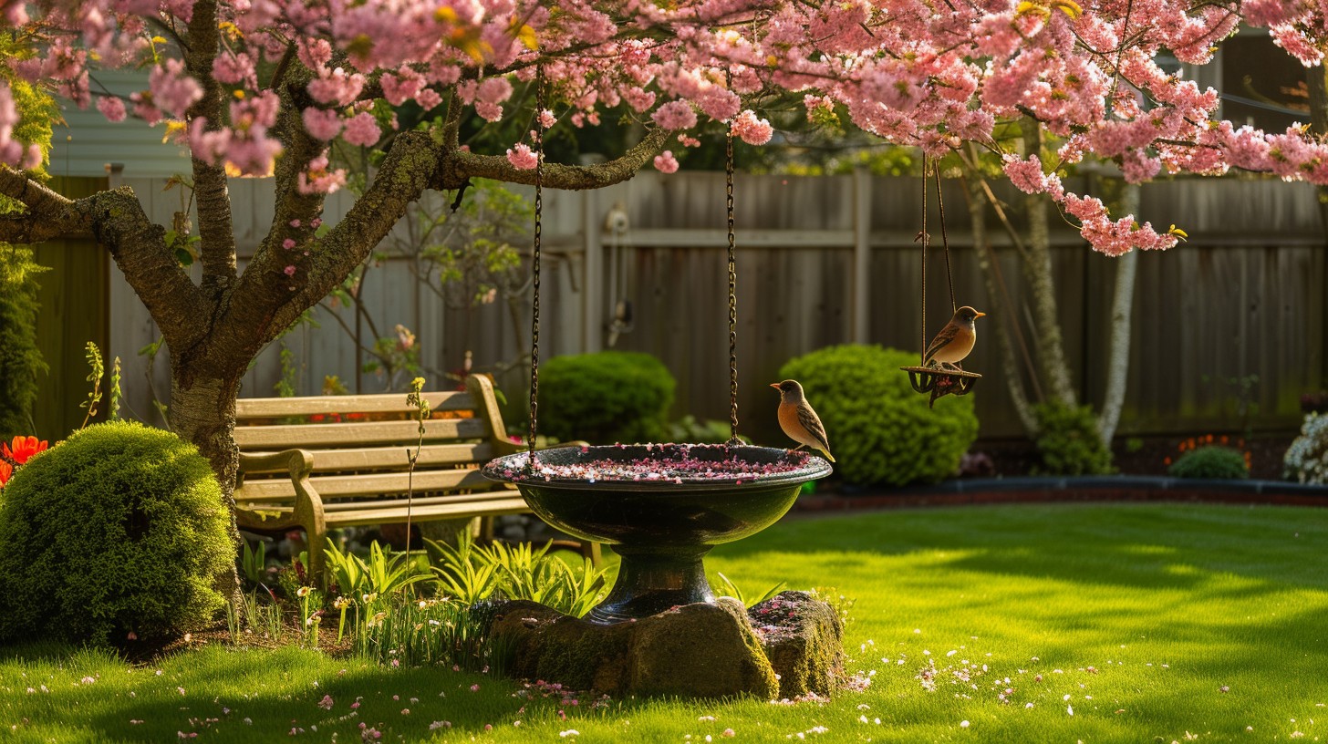 Free Serene Spring Garden Image - Spring, Garden, Robins | Download at ...