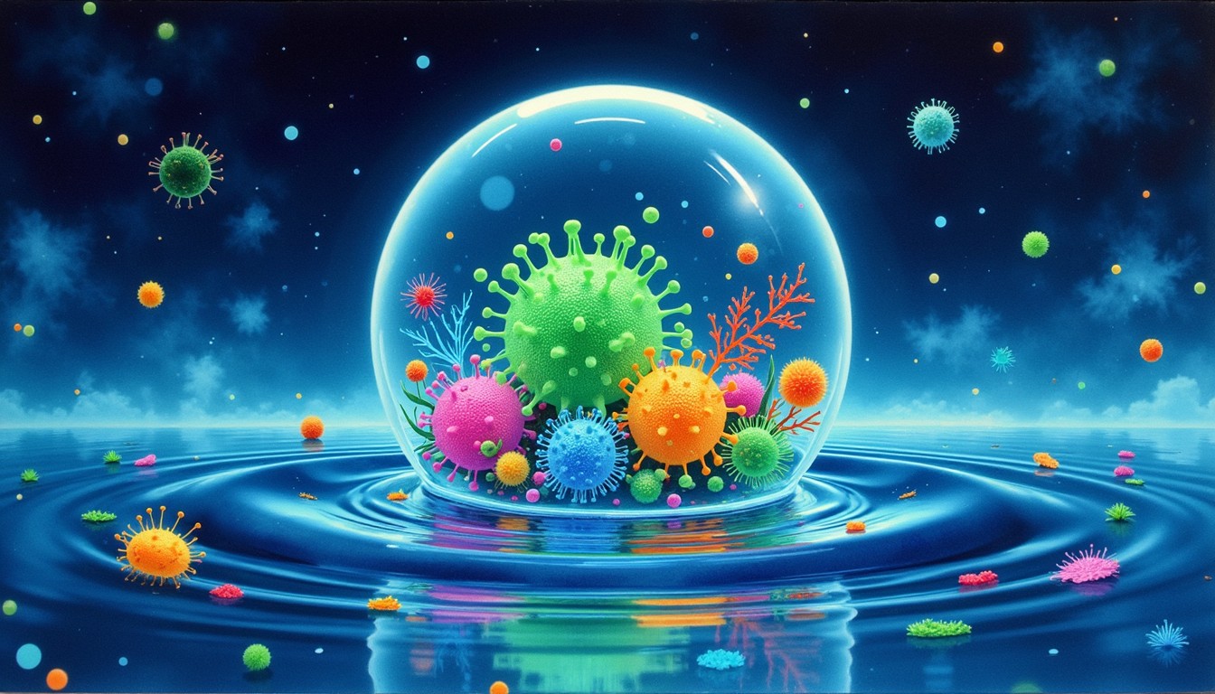 Free Glowing Microbial Bubble Image - Droplet, Microscopic, Luminous ...