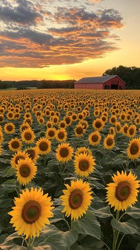 Free Sunset Sunflower Fields Image - Sunflowers, Sunset, Barn ...