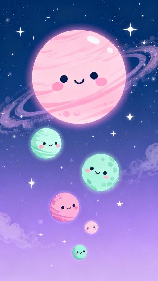 Free Kawaii Space Friends Photo - Kawaii, Planets, Space | Download at ...