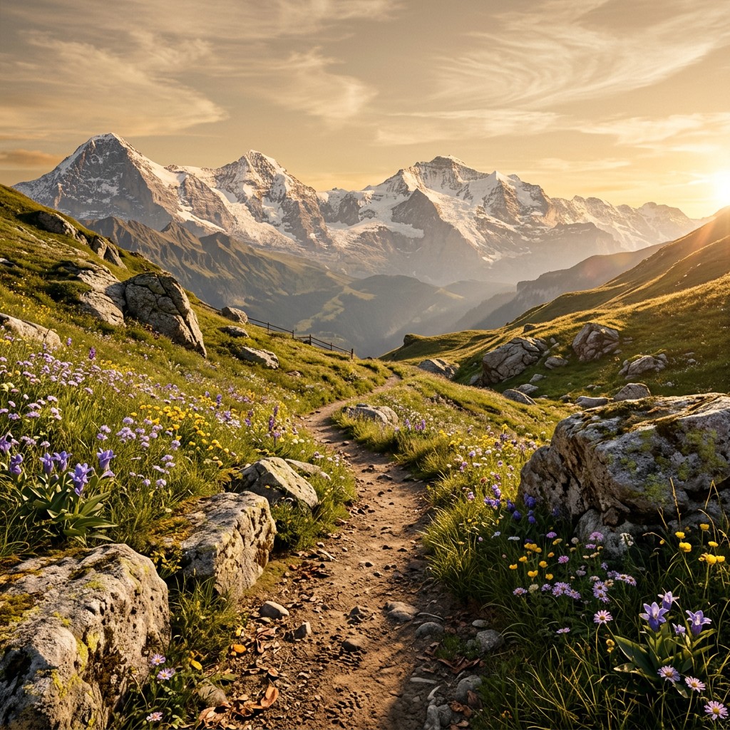 Free Alpine Trail Sunset Image - Alpine, Trail, Mountain | Download at ...