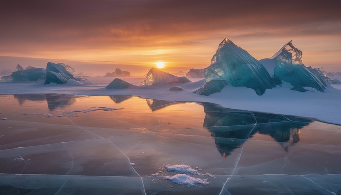 Free Frozen Sunset Glow Image - Arctic, Sunset, Ice | Download at StockCake