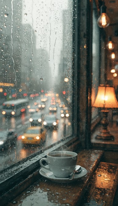 Free Rainy Cafe Solitude Image - Rain, Cafe, Coffee | Download at StockCake