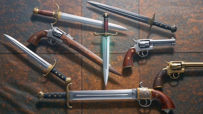 Free Floating Antique Weapons Image - Weapons, Antique, Vintage ...
