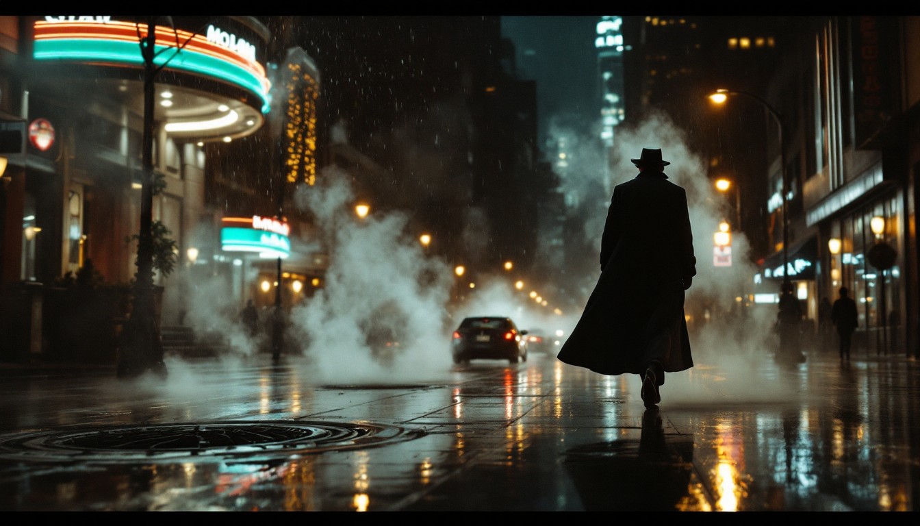Free Noir City Night Photo - Noir, Silhouette, Man | Download at StockCake