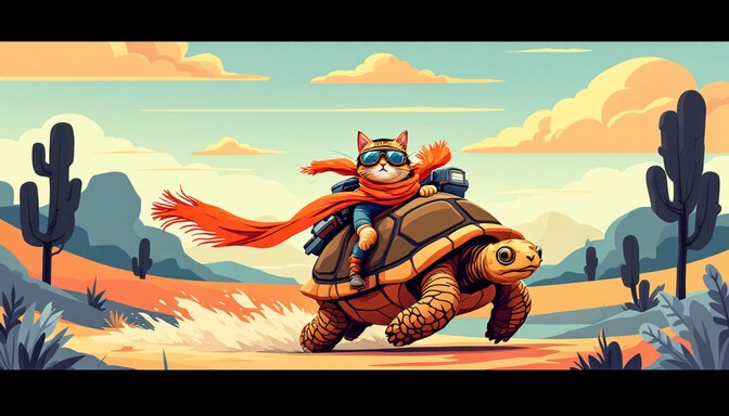 Tortoise Rides Free Cat Rides Tortoise Photo - Cat, Tortoise, Turtle | Download at ...