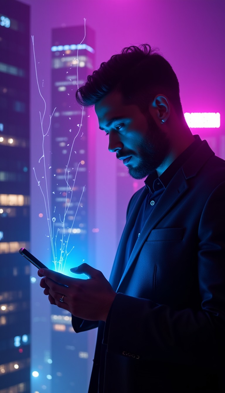 Free Future Tech Interaction Image - Cyberpunk, Futuristic, Smartphone ...