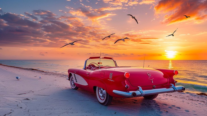 Free Sunset Beach Drive Image | Download at StockCake