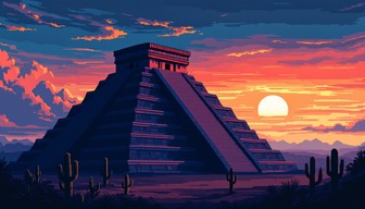 Download Aztec Sunset Silhouette Image - Pyramid, Aztec, Sunset | StockCake