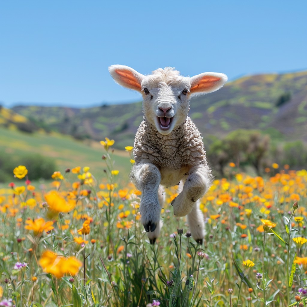 Free Joyful Lamb Leaping Image - Lamb, Spring, Flowers | Download at ...