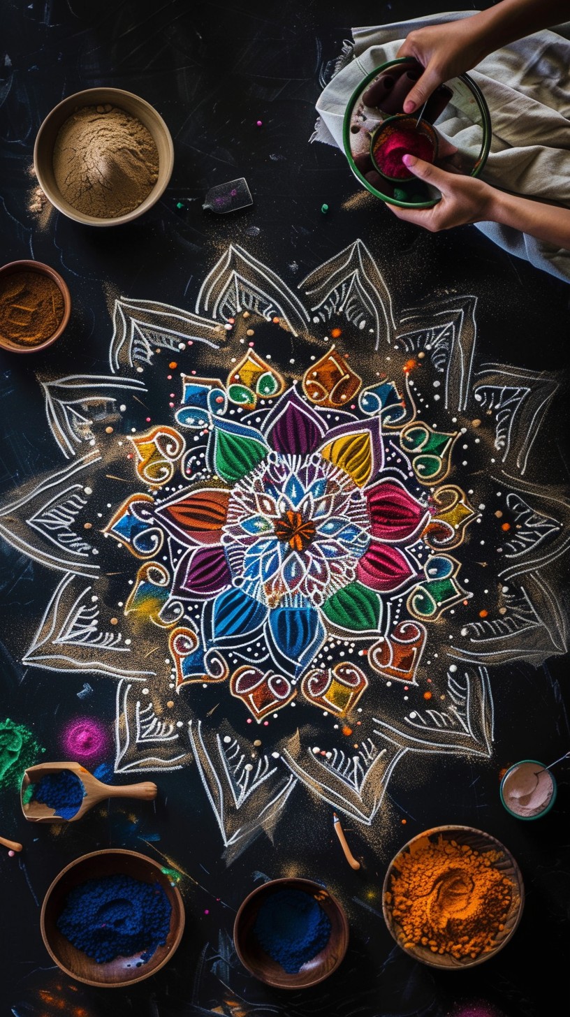 Free Colorful Rangoli Art Image - Rangoli, Art, Culture | Download at ...