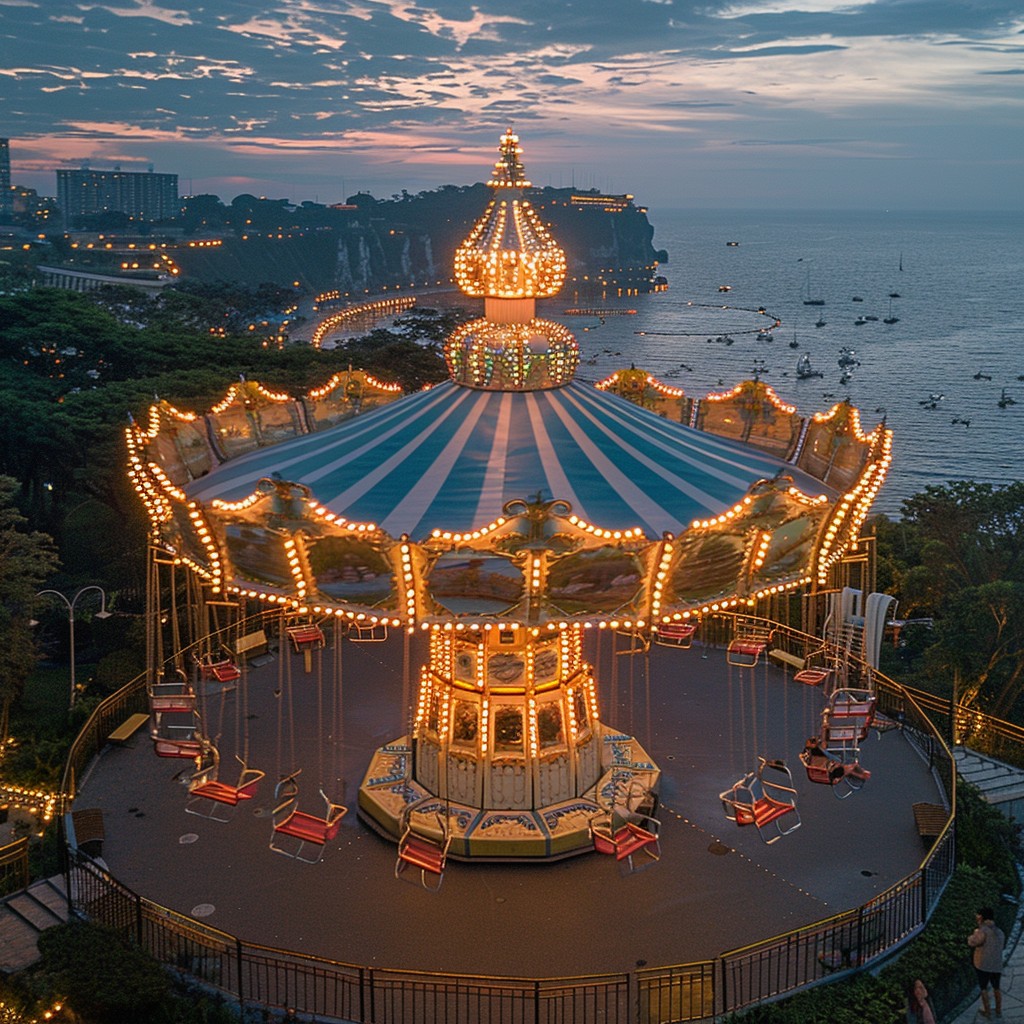 Free Illuminated Coastal Carousel Image - Carousel, Seaside, Dusk ...