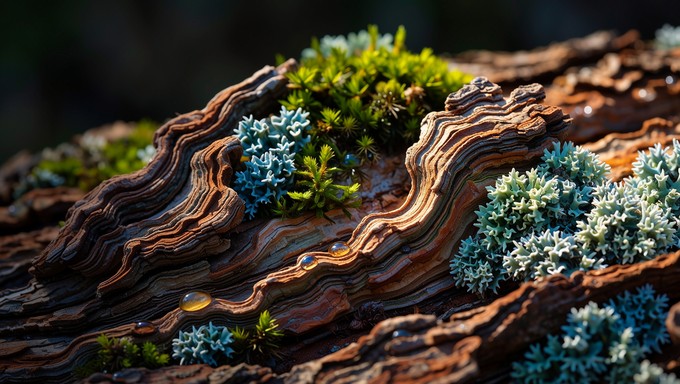 Free Nature's Tiny World Image - Macro, Bark, Moss | Download at StockCake