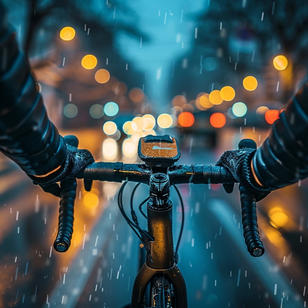 Free Rainy Bike Ride Photo - Rain, Bike, Lights | Download at StockCake