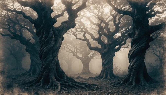 Gnarled Tree Mist Free Misty Forest Morning Image - Forest, Trees, Mist | Download at ...