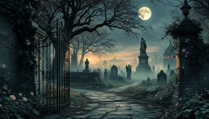 Free Moonlit Gothic Cemetery Image - Gothic, Cemetery, Moonlight ...