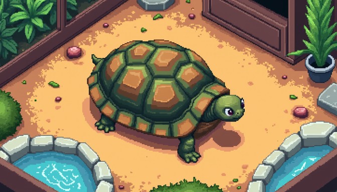 Free Pixelated Tortoise Home Image | Download at StockCake