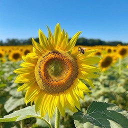 Free Sunflower with Bee Image - Sunflower, Bee, Field | Download at ...