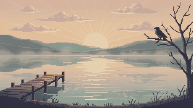 Free Pixel Sunrise Serenity Image - Pixel, Sunrise, Lake | Download at ...