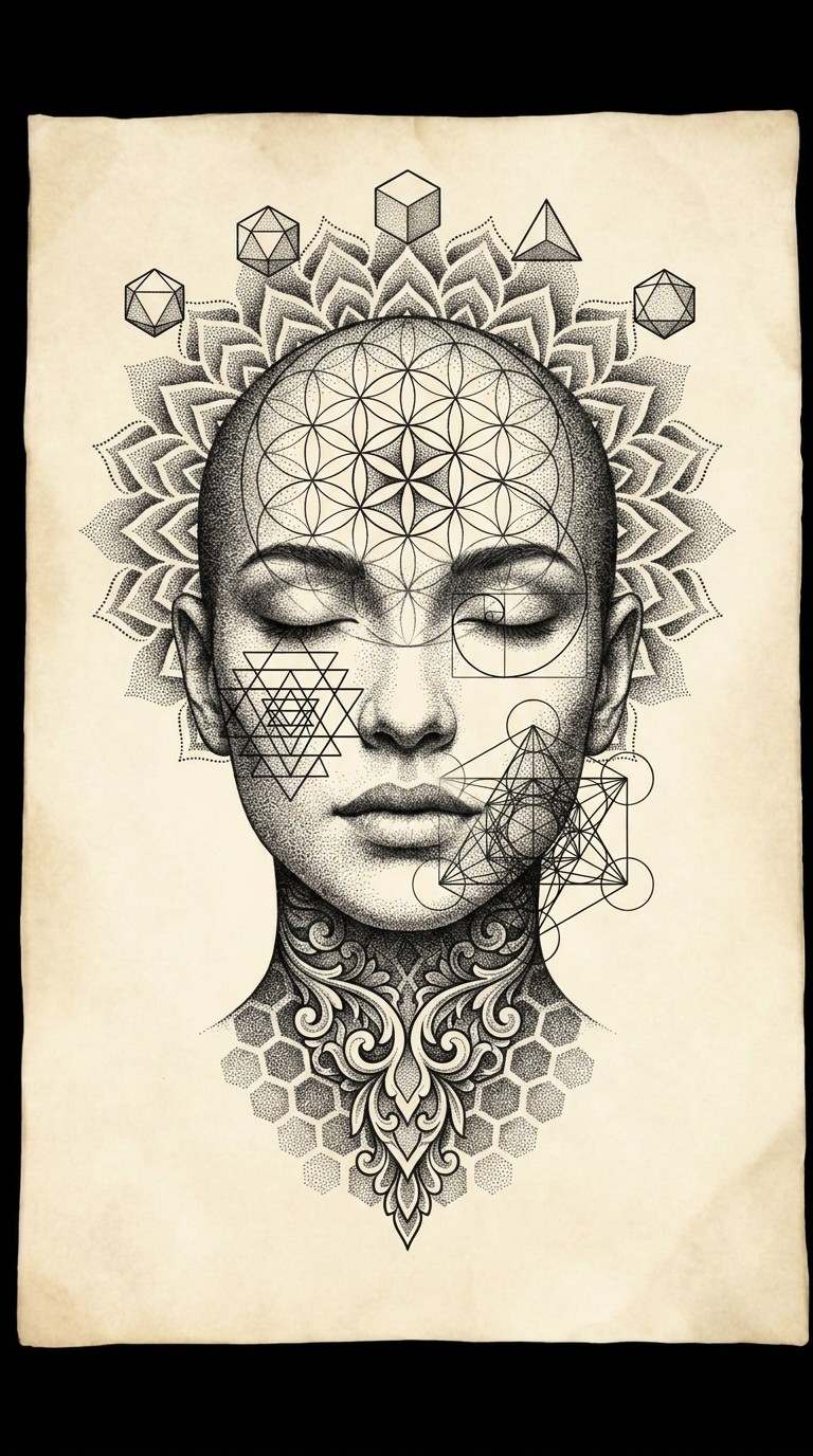Free Sacred Geometric Portrait Image - Portrait, Geometry, Dotwork ...