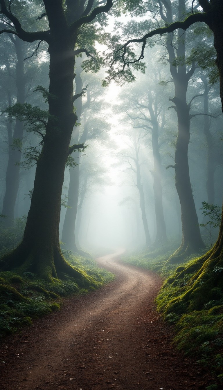 Free Misty Forest Path Image - Forest, Path, Misty | Download at StockCake