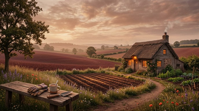 Free Countryside Sunset Serenity Image - Countryside, Cottage, Farmland ...