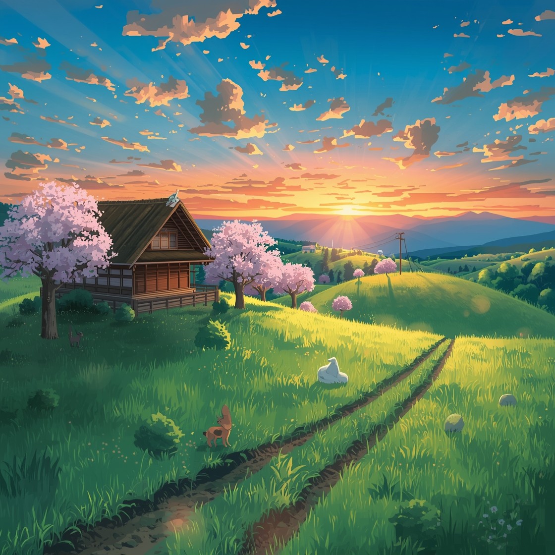 Free Japanese Countryside Sunset Image - Anime, Countryside, Farmhouse ...