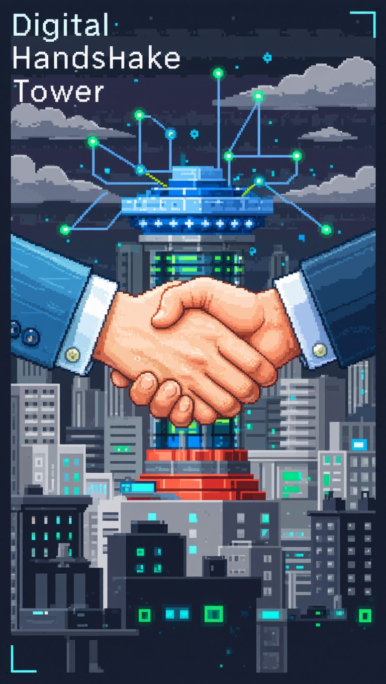 Free Digital Partnership Tower Image - Pixelart, Handshake, Digital ...