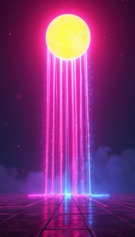 Sun Magic Neon Free Neon Grid Sun Image - Sun, Holographic, Neon | Download at StockCake