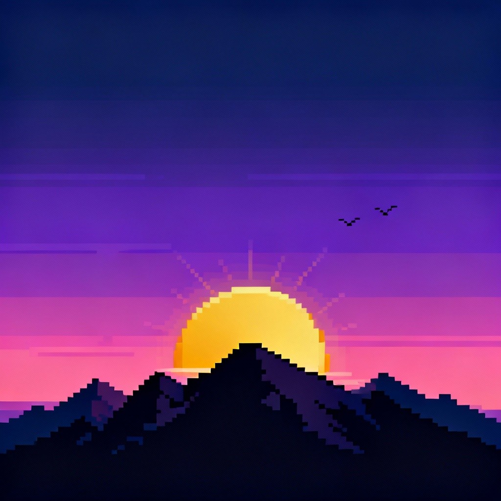 Free Pixel Mountain Sunrise Photo - Dawn, Sunrise, Pixel | Download at ...