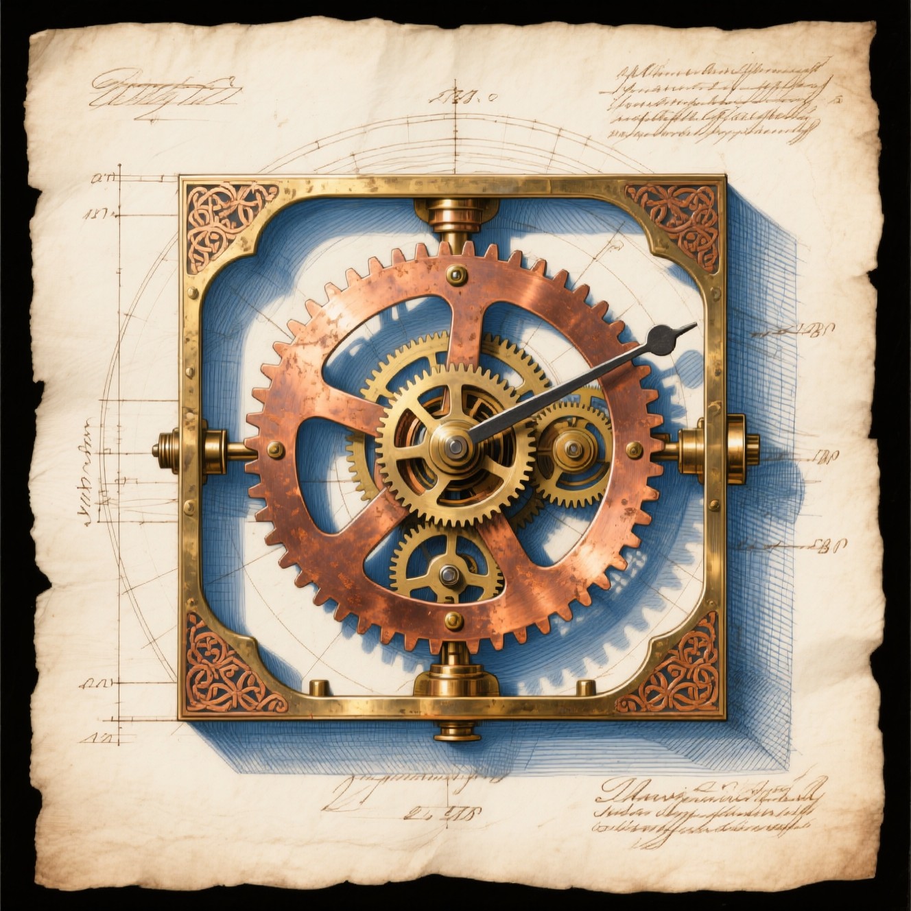 Free Mechanical Timepiece Blueprint Image - Clockwork, Gears, Copper ...