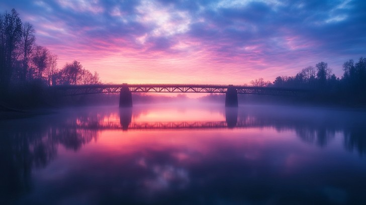 Free Sunset Bridge Reflection Image - Sunset, Reflection, Bridge ...
