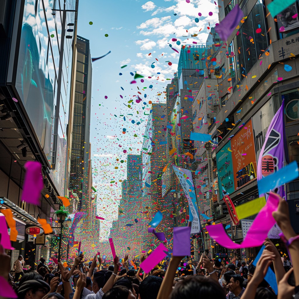 Free Vibrant Street Celebration Image - Celebration, Confetti, Crowd ...