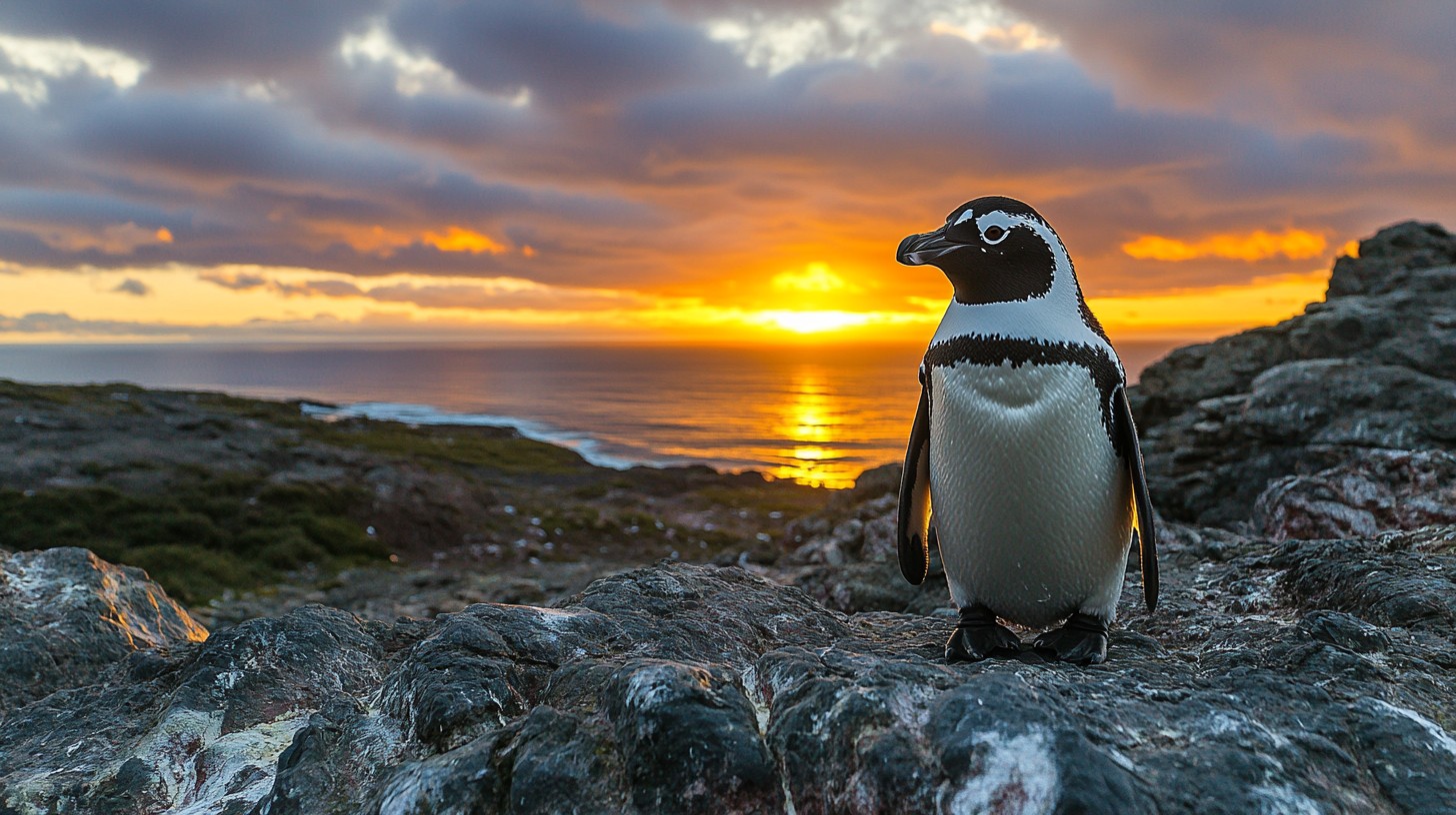Free Penguin at Sunset Image - Penguin, Sunset, Ocean | Download at ...