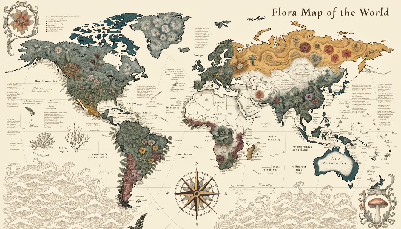 Free Botanical World Map Image - Botanical, Map, Vintage | Download at ...
