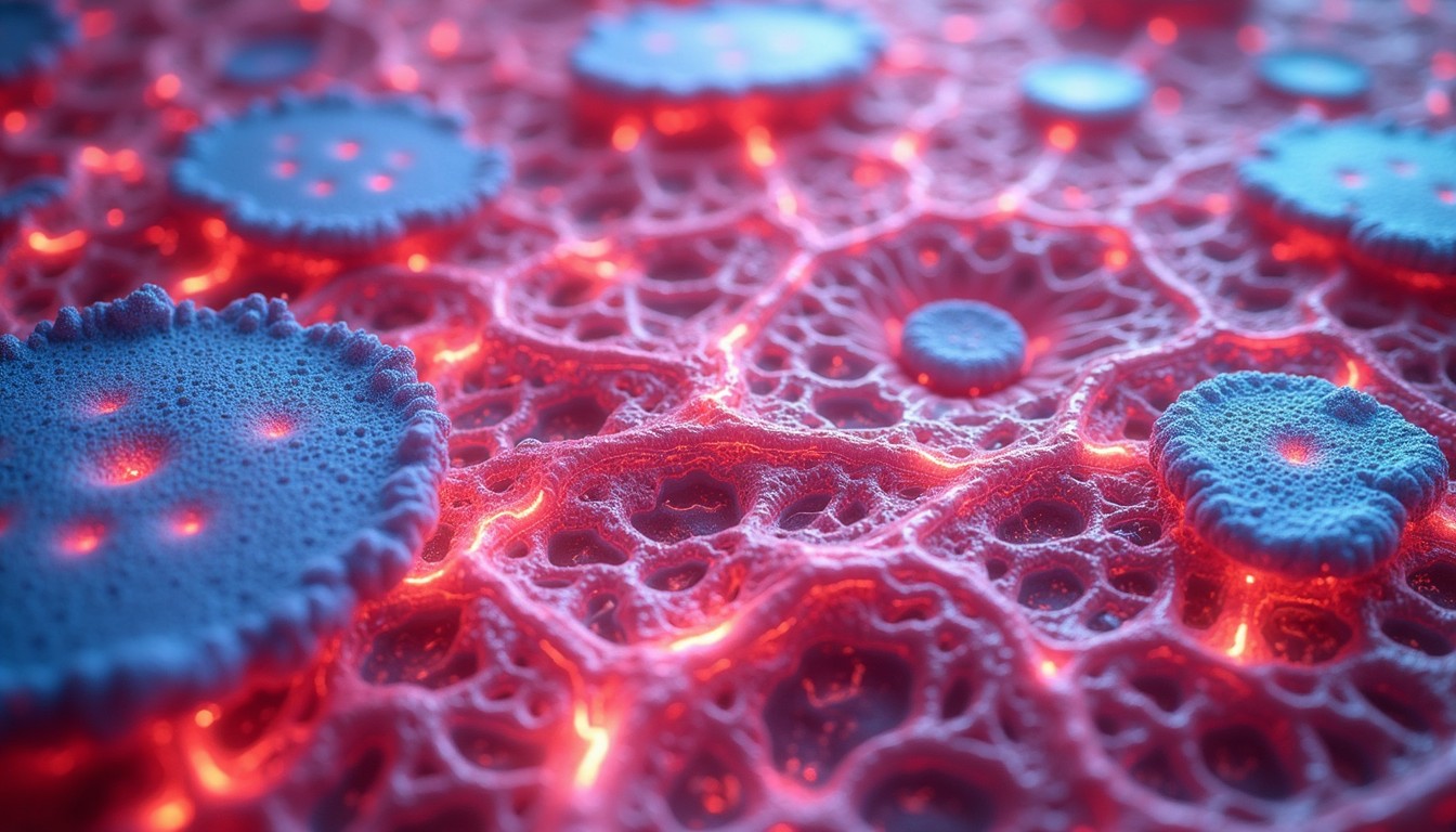 Free Cellular Network Illuminated Image - Microscopic, Cellular, Viral ...