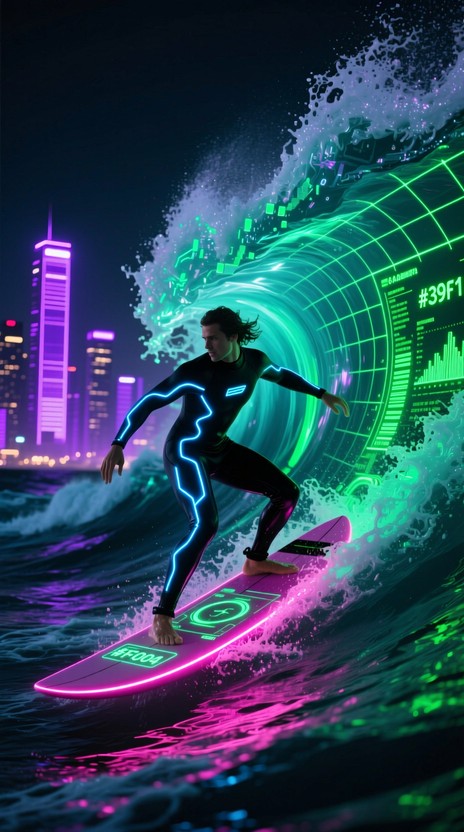 Neon Wave Riding Free Neon Wave Rider Image | Download at StockCake