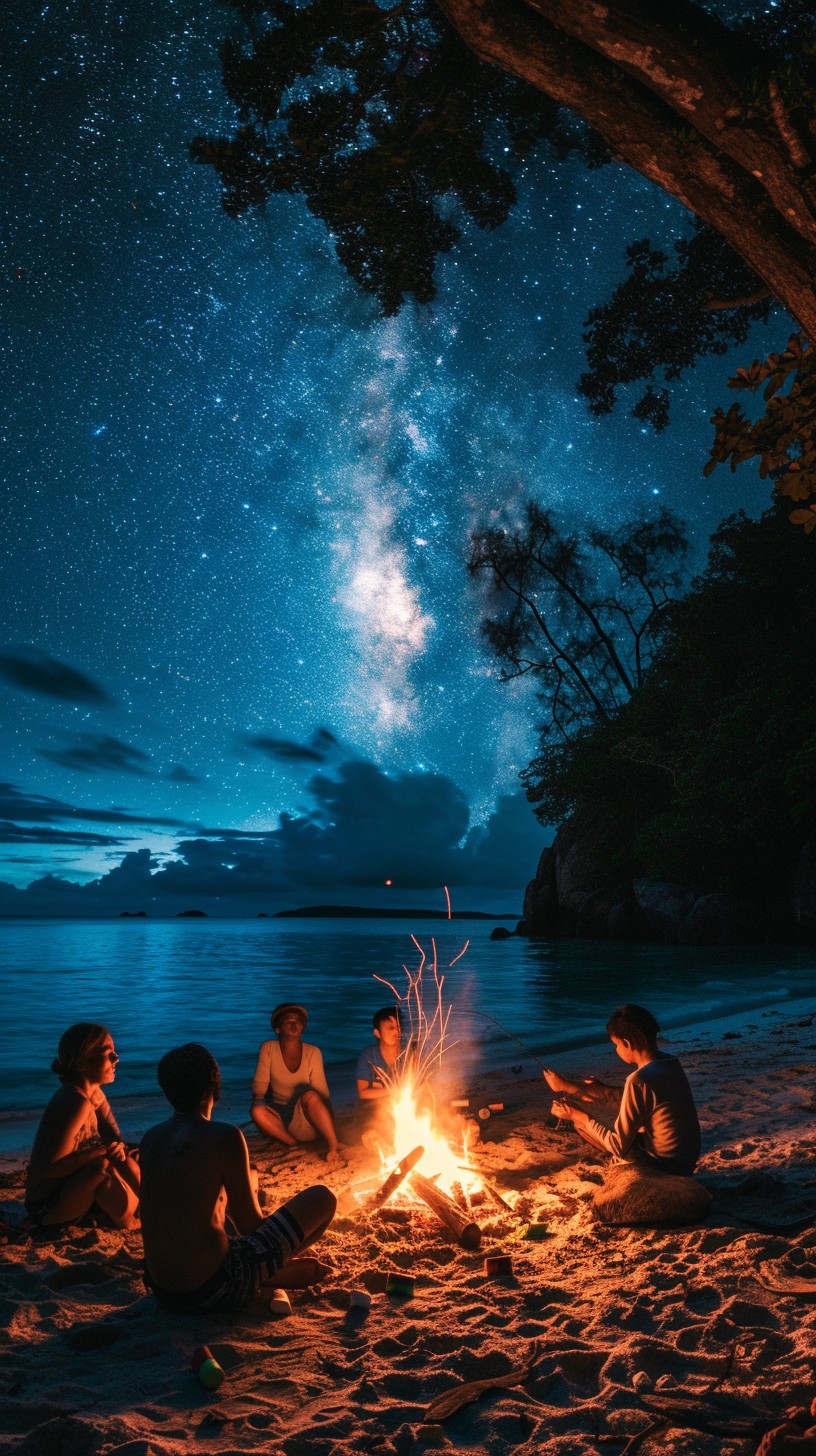 Free Starry Beach Gathering Image - Beach, Night, Stars | Download at ...