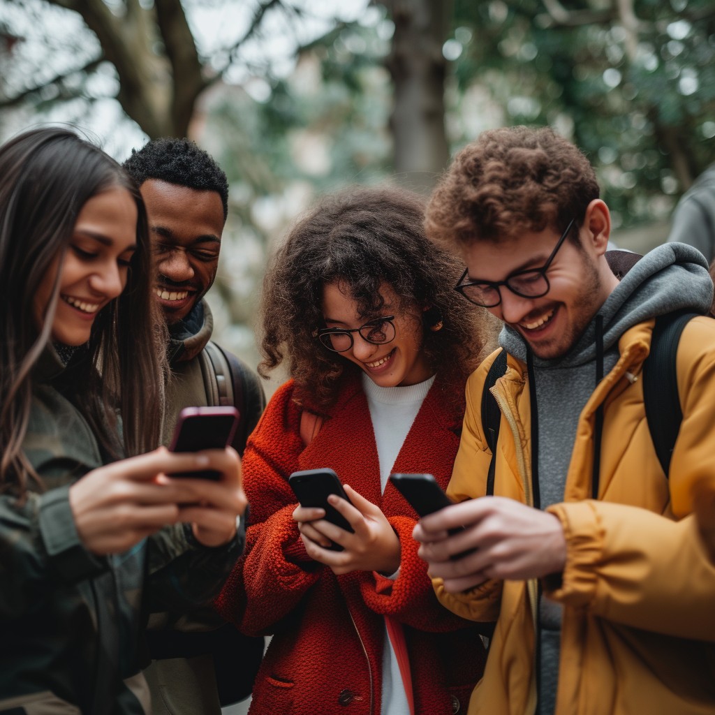 Using App With Friends Free Friends Using Smartphones Image - Friends, Smartphones, Sharing ...