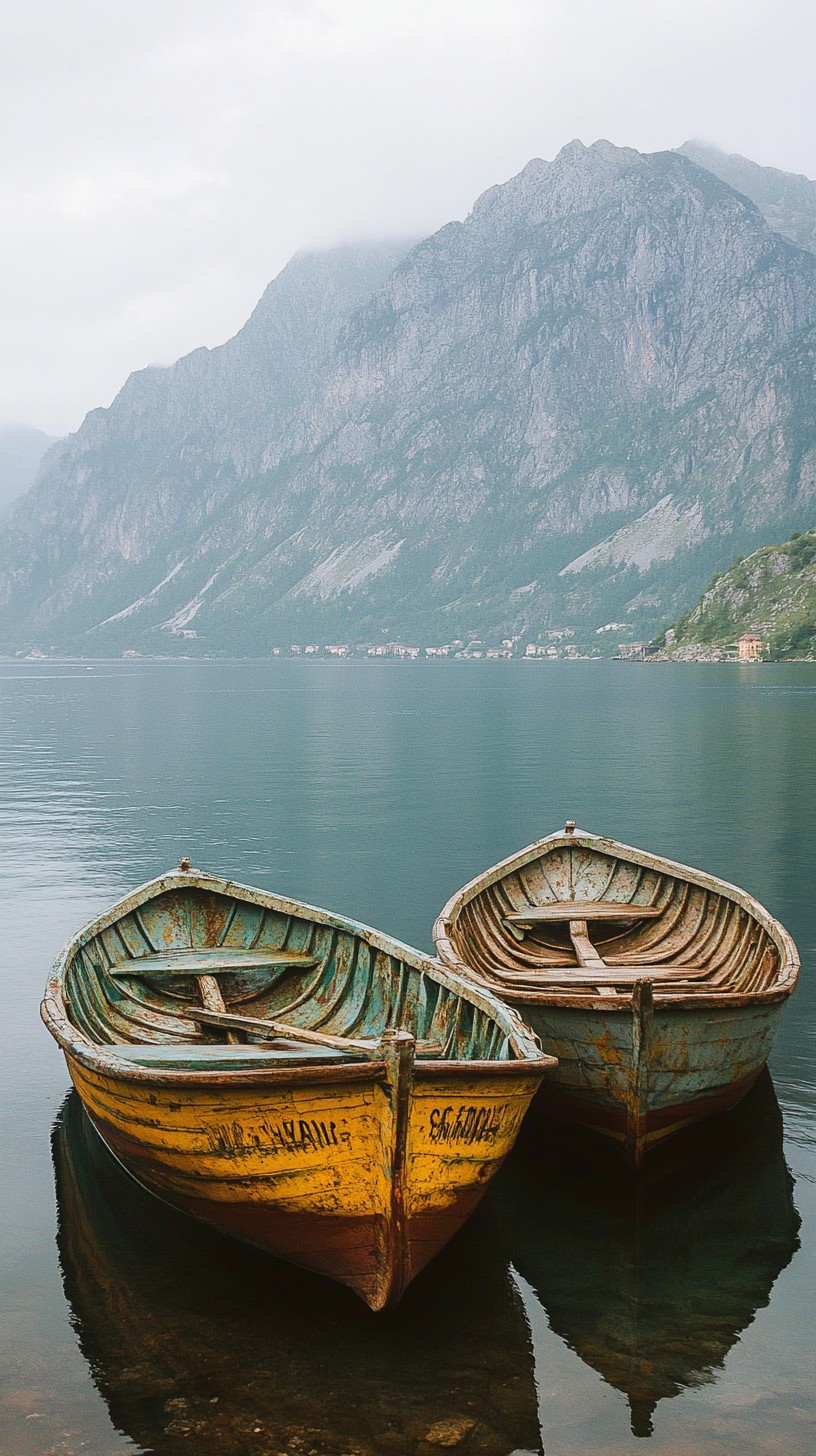 Free Tranquil mountain lake Image - Lake, Boats, Mountain | Download at ...