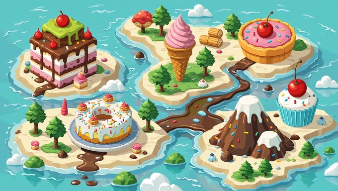 Free Sweet Pixel Paradise Image - Pixel, Dessert, Islands | Download at ...