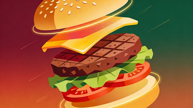 Free Floating Burger Layers Image - Burger, Hamburger, Cheeseburger ...